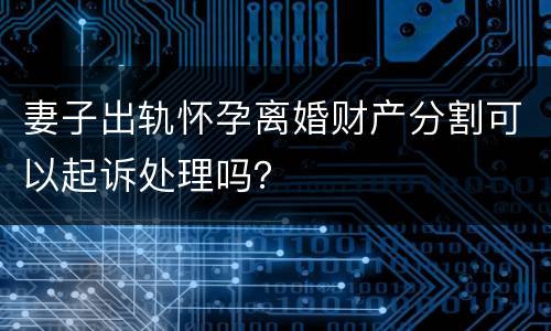 妻子出轨怀孕离婚财产分割可以起诉处理吗？