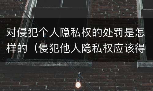 对侵犯个人隐私权的处罚是怎样的（侵犯他人隐私权应该得到什么处罚）