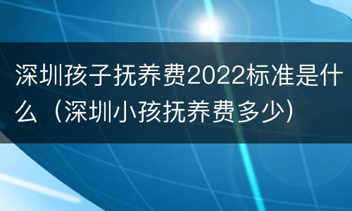 深圳孩子抚养费2022标准是什么（深圳小孩抚养费多少）
