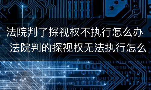 法院判了探视权不执行怎么办 法院判的探视权无法执行怎么办?