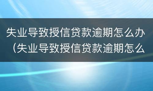 失业导致授信贷款逾期怎么办（失业导致授信贷款逾期怎么办啊）