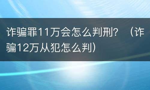 诈骗罪11万会怎么判刑？（诈骗12万从犯怎么判）