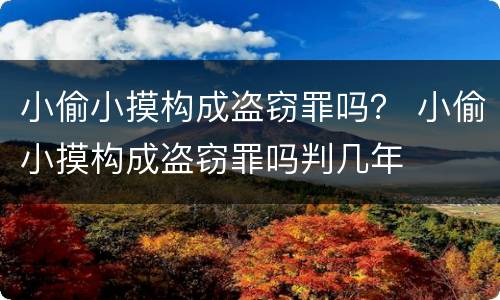 小偷小摸构成盗窃罪吗？ 小偷小摸构成盗窃罪吗判几年