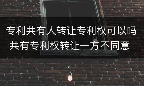 专利共有人转让专利权可以吗 共有专利权转让一方不同意