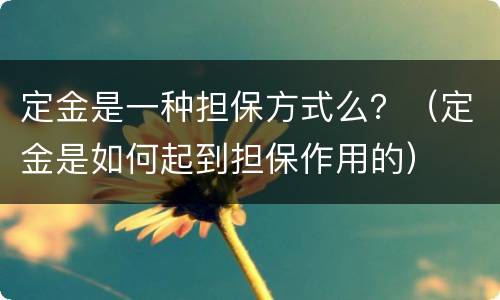 定金是一种担保方式么？（定金是如何起到担保作用的）