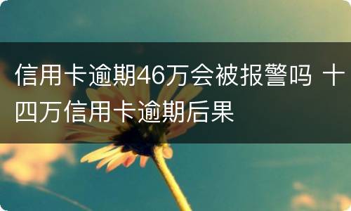 信用卡逾期46万会被报警吗 十四万信用卡逾期后果