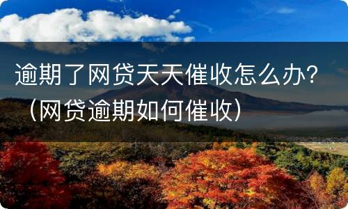 逾期了网贷天天催收怎么办？（网贷逾期如何催收）