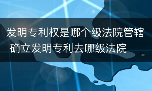 发明专利权是哪个级法院管辖 确立发明专利去哪级法院