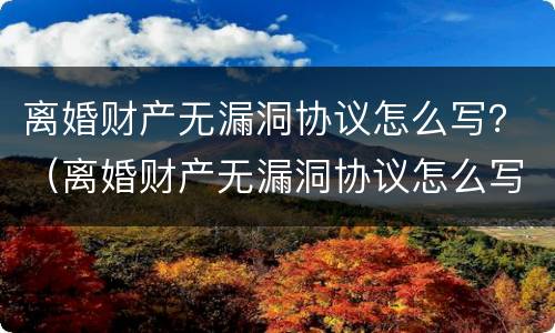 离婚财产无漏洞协议怎么写？（离婚财产无漏洞协议怎么写才有效）
