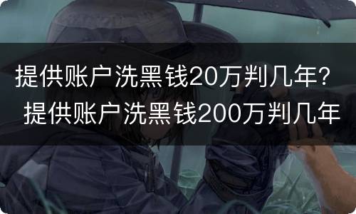 提供账户洗黑钱20万判几年？ 提供账户洗黑钱200万判几年