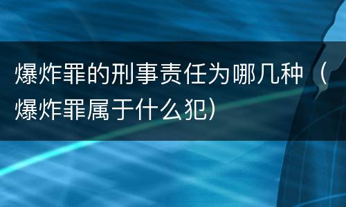 爆炸罪的刑事责任为哪几种（爆炸罪属于什么犯）