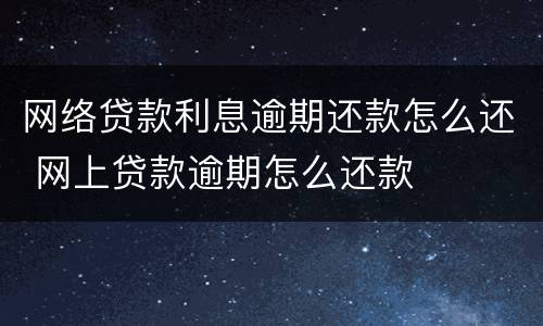 网络贷款利息逾期还款怎么还 网上贷款逾期怎么还款