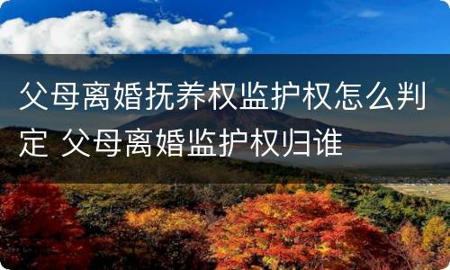 父母离婚抚养权监护权怎么判定 父母离婚监护权归谁