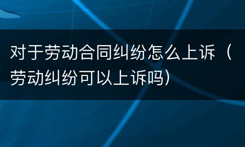 对于劳动合同纠纷怎么上诉（劳动纠纷可以上诉吗）