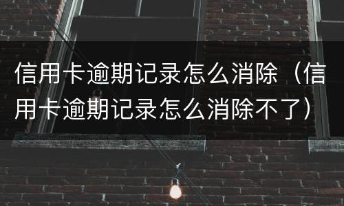信用卡逾期记录怎么消除（信用卡逾期记录怎么消除不了）