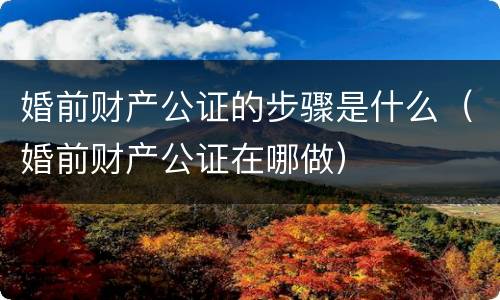 婚前财产公证的步骤是什么（婚前财产公证在哪做）