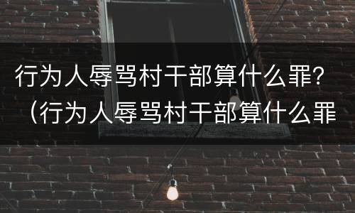 行为人辱骂村干部算什么罪？（行为人辱骂村干部算什么罪）