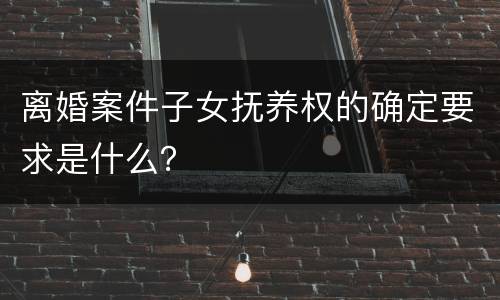 离婚案件子女抚养权的确定要求是什么？