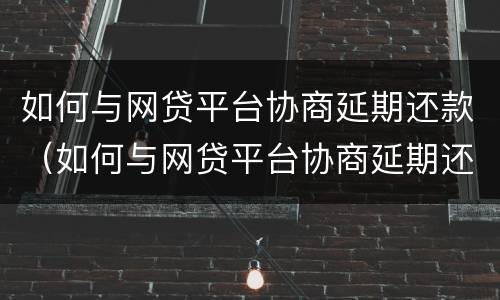 如何与网贷平台协商延期还款（如何与网贷平台协商延期还款呢）