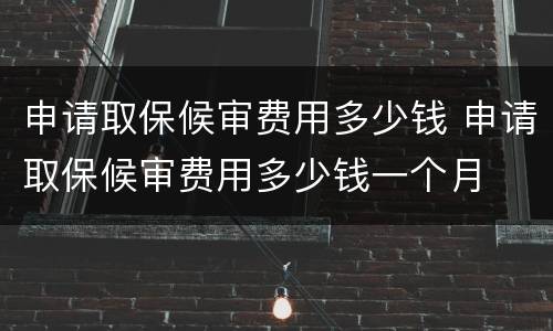 申请取保候审费用多少钱 申请取保候审费用多少钱一个月