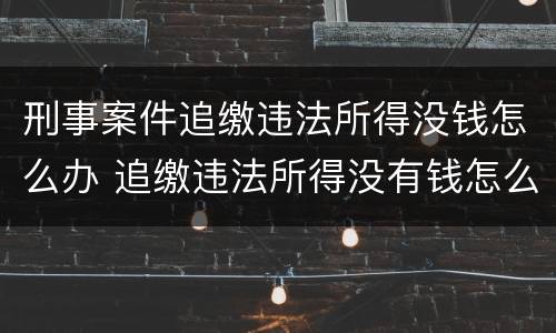 刑事案件追缴违法所得没钱怎么办 追缴违法所得没有钱怎么办