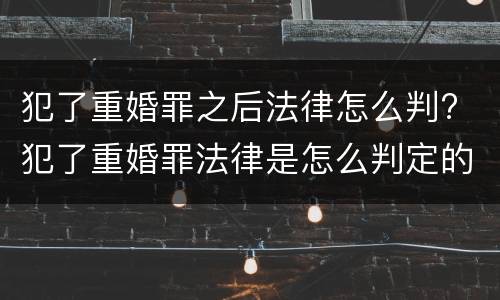 犯了重婚罪之后法律怎么判? 犯了重婚罪法律是怎么判定的