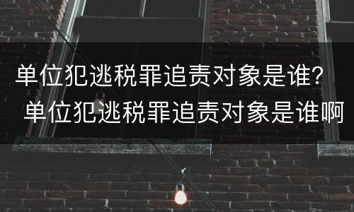 单位犯逃税罪追责对象是谁？ 单位犯逃税罪追责对象是谁啊