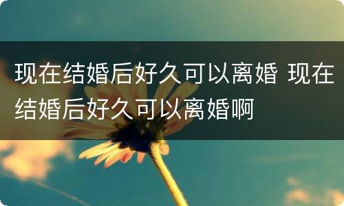 现在结婚后好久可以离婚 现在结婚后好久可以离婚啊