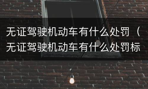 无证驾驶机动车有什么处罚（无证驾驶机动车有什么处罚标准）