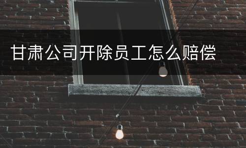 甘肃公司开除员工怎么赔偿