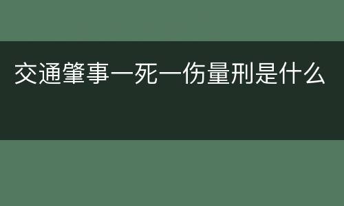 交通肇事一死一伤量刑是什么