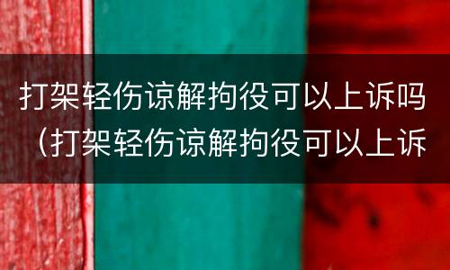 打架轻伤谅解拘役可以上诉吗（打架轻伤谅解拘役可以上诉吗）