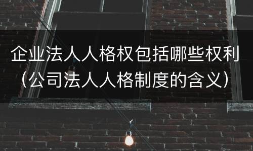 企业法人人格权包括哪些权利（公司法人人格制度的含义）