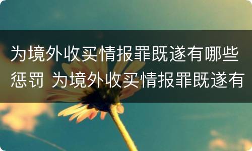 为境外收买情报罪既遂有哪些惩罚 为境外收买情报罪既遂有哪些惩罚规定
