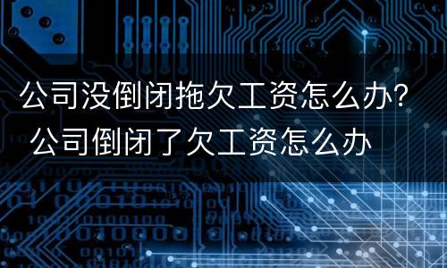 公司没倒闭拖欠工资怎么办？ 公司倒闭了欠工资怎么办