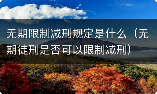无期限制减刑规定是什么（无期徒刑是否可以限制减刑）