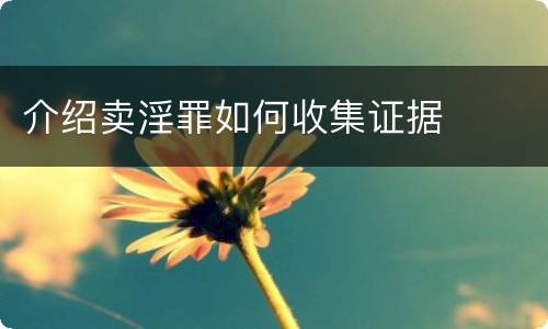介绍卖淫罪如何收集证据