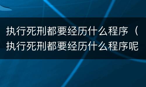 执行死刑都要经历什么程序（执行死刑都要经历什么程序呢）