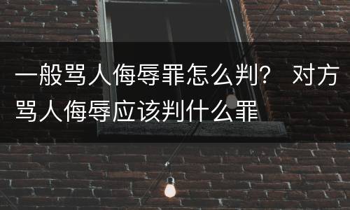 一般骂人侮辱罪怎么判？ 对方骂人侮辱应该判什么罪