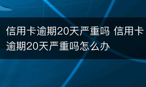 信用卡逾期20天严重吗 信用卡逾期20天严重吗怎么办