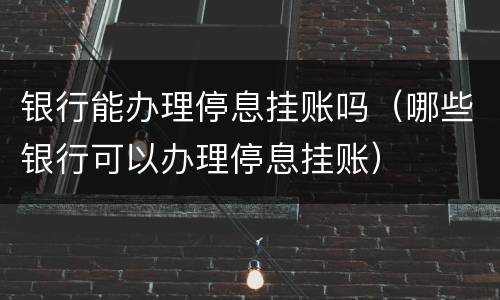 银行能办理停息挂账吗（哪些银行可以办理停息挂账）