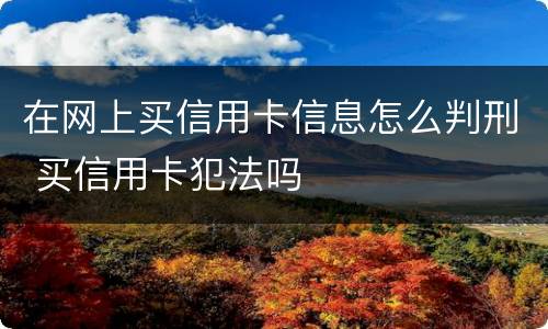 在网上买信用卡信息怎么判刑 买信用卡犯法吗