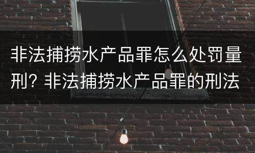 非法捕捞水产品罪怎么处罚量刑? 非法捕捞水产品罪的刑法处罚