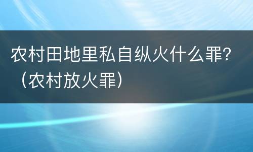 农村田地里私自纵火什么罪？（农村放火罪）