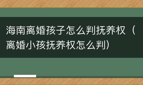 海南离婚孩子怎么判抚养权（离婚小孩抚养权怎么判）