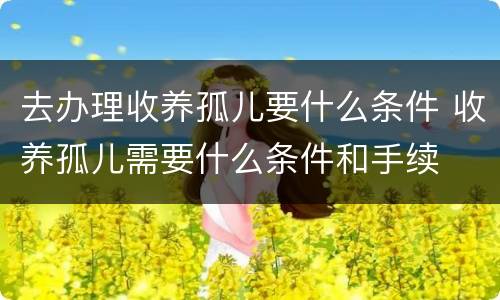 去办理收养孤儿要什么条件 收养孤儿需要什么条件和手续