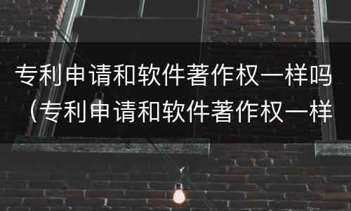 专利申请和软件著作权一样吗（专利申请和软件著作权一样吗知乎）