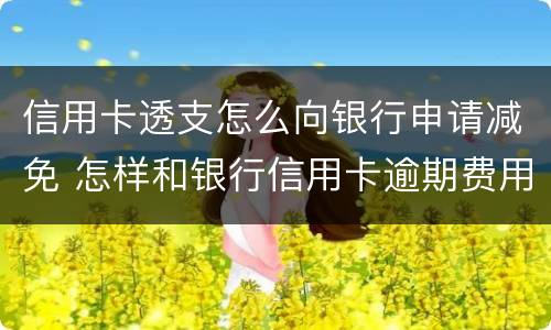 信用卡透支怎么向银行申请减免 怎样和银行信用卡逾期费用减免