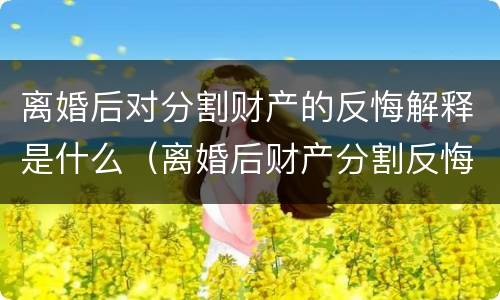 离婚后对分割财产的反悔解释是什么（离婚后财产分割反悔怎样起诉）