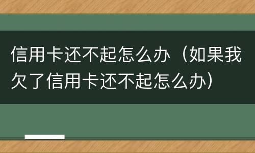 信用卡还不起怎么办（如果我欠了信用卡还不起怎么办）